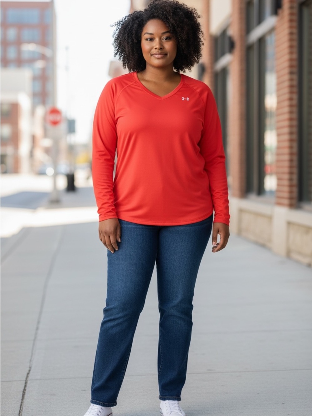 Under Armour Women's Vivid Red Long Sleeve Tee Size XS.